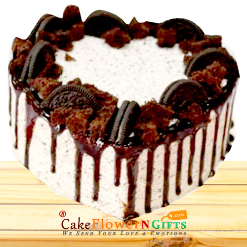 half kg heart shaped oreo cake