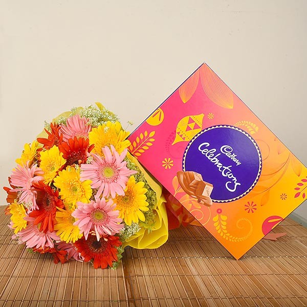 send 10 mix gerberas n cadbury celebration delivery