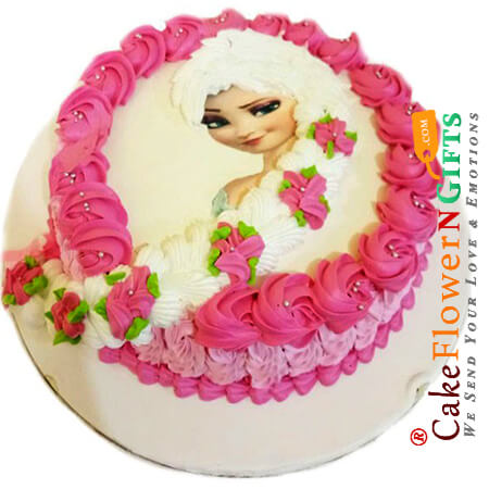 send 1kg frozen princess elsa swaberry flavour photo cake delivery