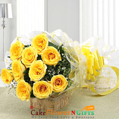 send 10 yellow roses bouquet delivery