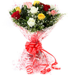 send 10 mix roses bouquet delivery