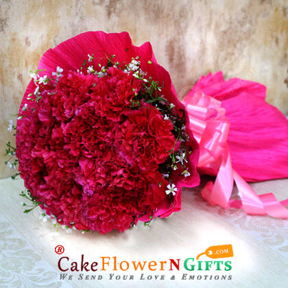 send 10 red carnation flowers bouquet delivery