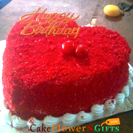 half kg eggless heart shape red relvet cake