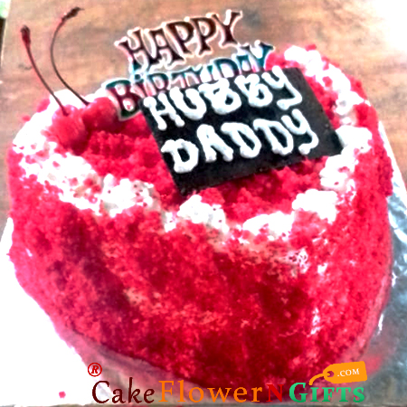 1kg eggless heart shape red velvet cake 3