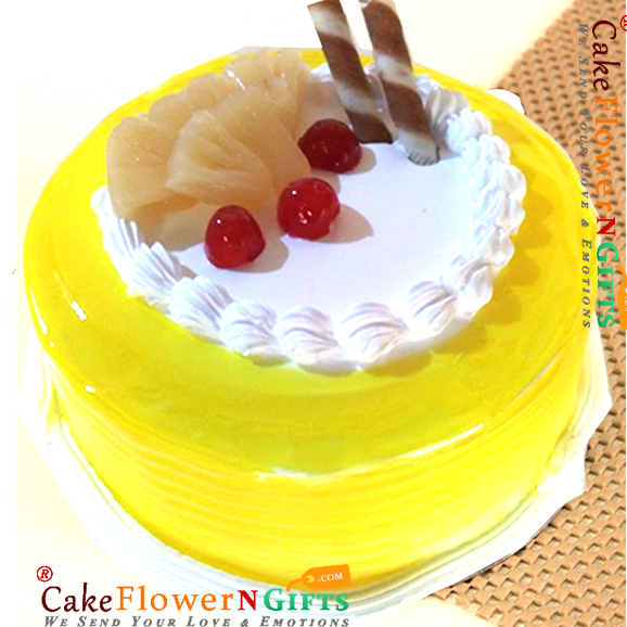 half kg eggless pineapple cake