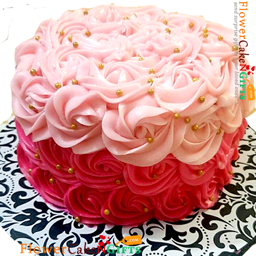send 1kg eggless designer roses vanilla cake delivery