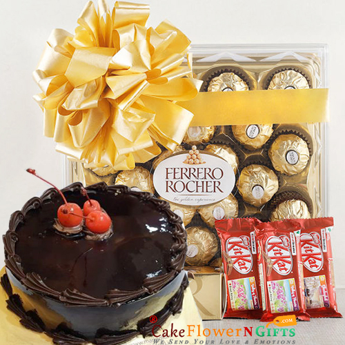 send half kg eggless chocolate cake n box Of flavorsome delivery