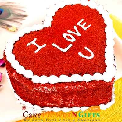 1kg lovely red velvet heart shape cake