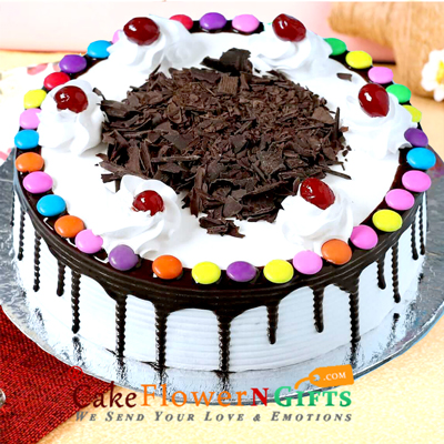 send Half Kg Cadbury Gems Black forest Cake Round Shape delivery