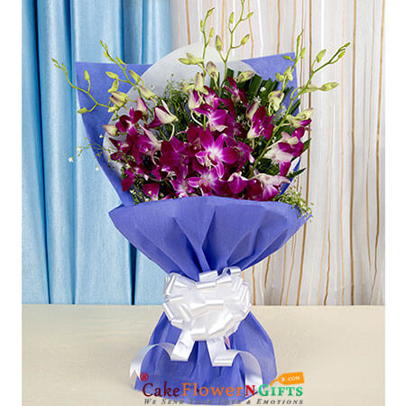 send 8 orchid bouquet delivery