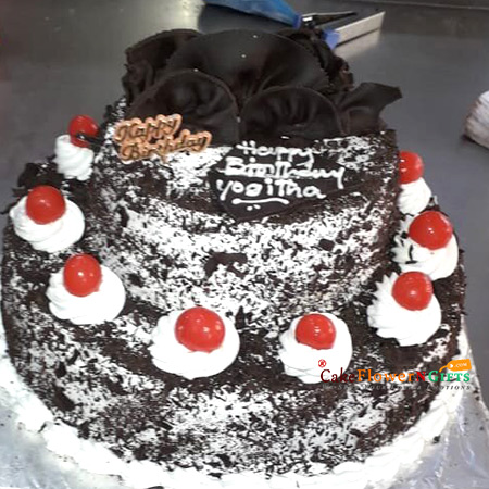 send 2kg  2 tier black forest cake delivery