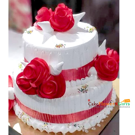 send 3k 2 tier step vanilla cake round shape delivery