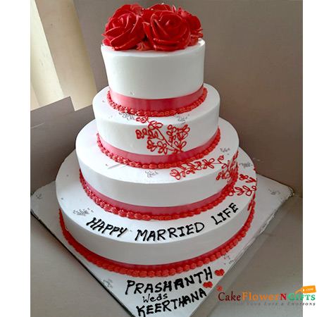send 10 kg 4 tier vanilla rose cake delivery