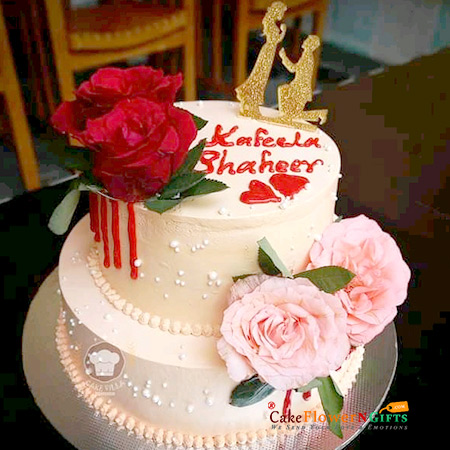 send 3kgs 2 tier roses vanilla cake delivery