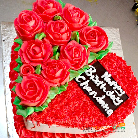 send 1kg eggless roses designer red velvet cake delivery