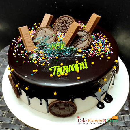 send half kg eggless kitkat oreo chocolate cake 2 delivery