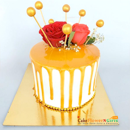 send 1kg Butterscotch Rose Cake delivery