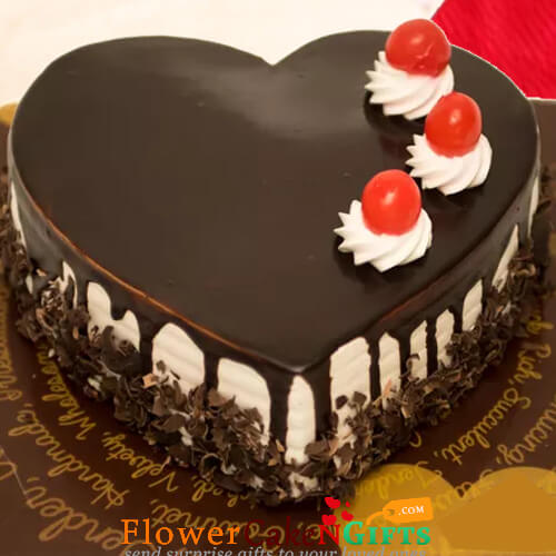 send half kg eggless choco vanilla cake heart shape d3 delivery