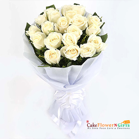 20 white roses bouquet
