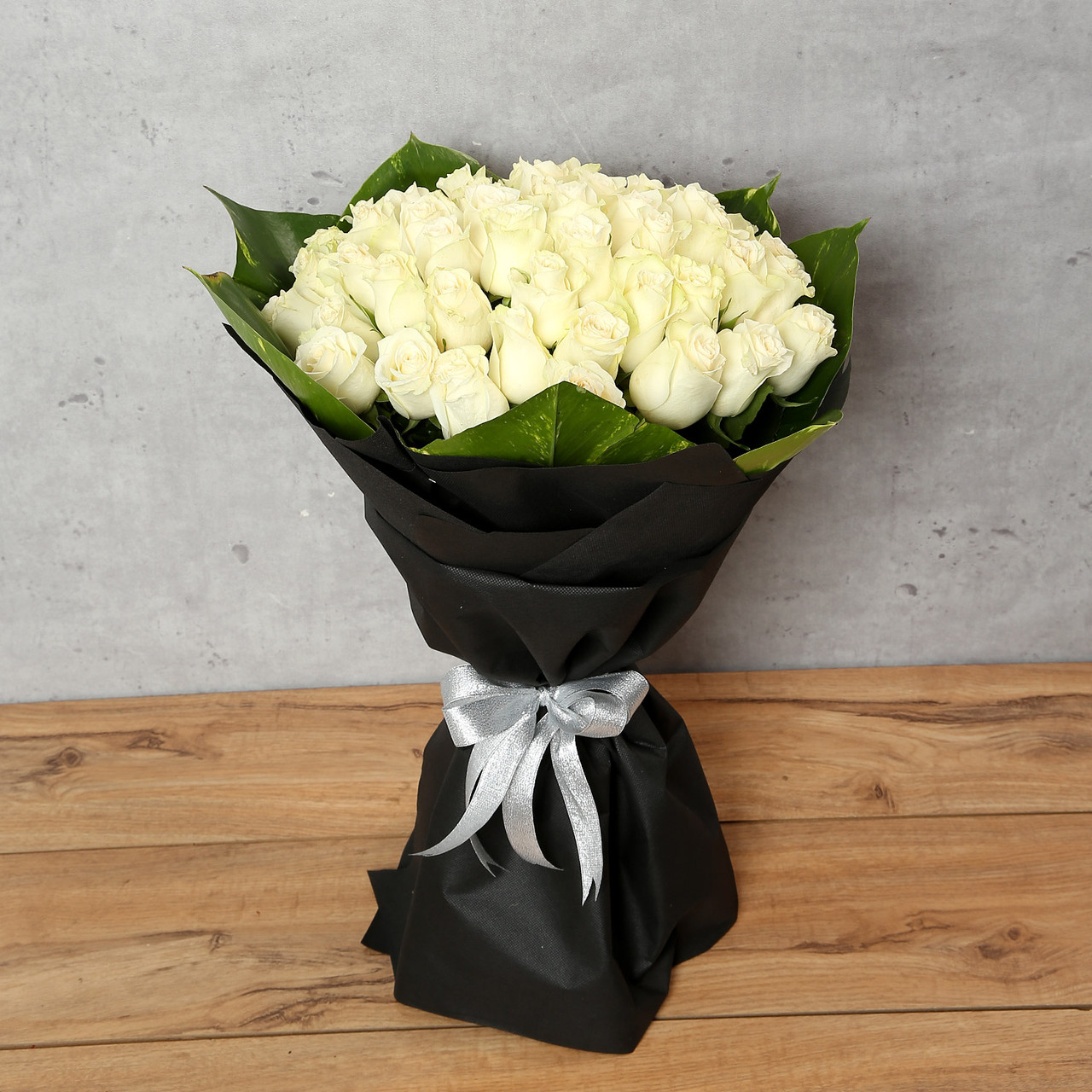 45 white roses bouquet