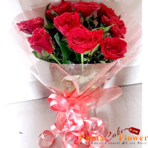10 red roses flower bouquet danapur pattna
