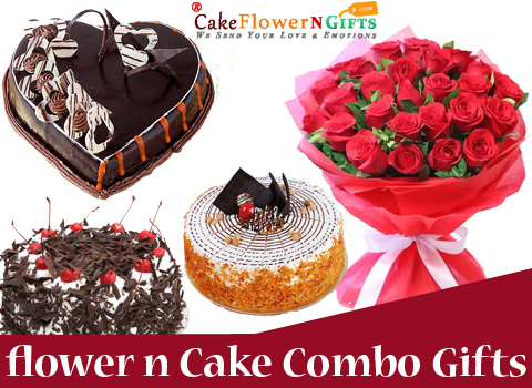 Buy or Order Roses And Cake Hamper Online - OyeGifts