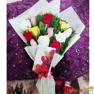 10 mix roses white paper packing