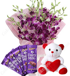 8 orchid bouquet teddy 5 chocolate