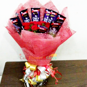 Roses-and-dairy-milk-Chocolates-Bouquet