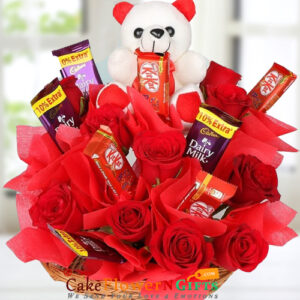 birthday online Roses-Teddy-Chocolate-Bouquet