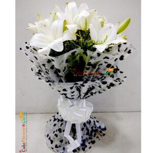 5 white lilies bouquet prices midnight s