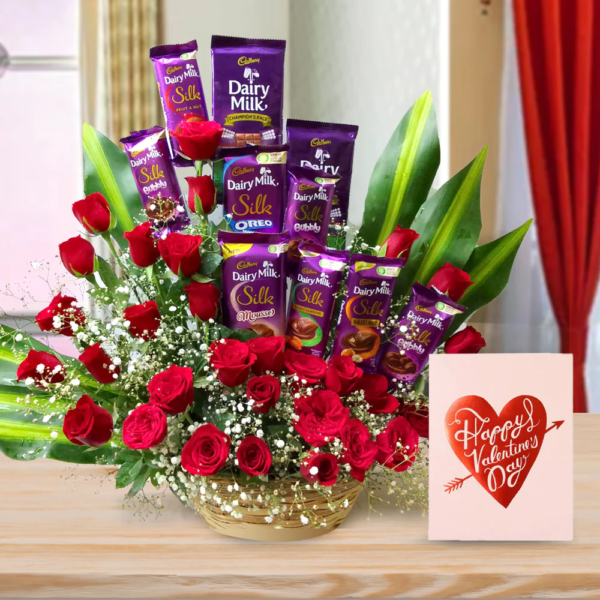 midnight birthday 10-chocolates-and-30-red-roses-in-a-basket-min home delivery near me