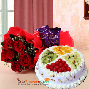 sameday midnight roses bouquet fruit cake day milk silk chocolate home delivery