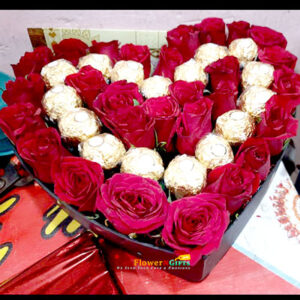 30 red heart shape 16 ferocher chocolate bouquet