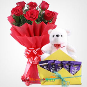 midnight sameday teddy dairy milk chocolate red bouquet home delivery