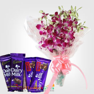 7 orchid bouquet Dairy Milk Chocolate 2 Cadbury Fruit & Nuts