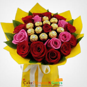 11 red 5 pink roses 11 ferocher rocher chocolate Bouquet