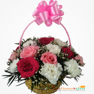 10 Roses And 10 Carnation bouquet Basket price near me delivery