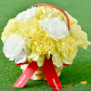 15 yellow white carnation flower bouquet basket price near me delivery