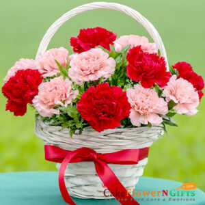 18 red pink carnation flower bouquet basket price near me delivery