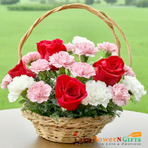 20 mix roses carnation flower bouquet basket price near me delivery